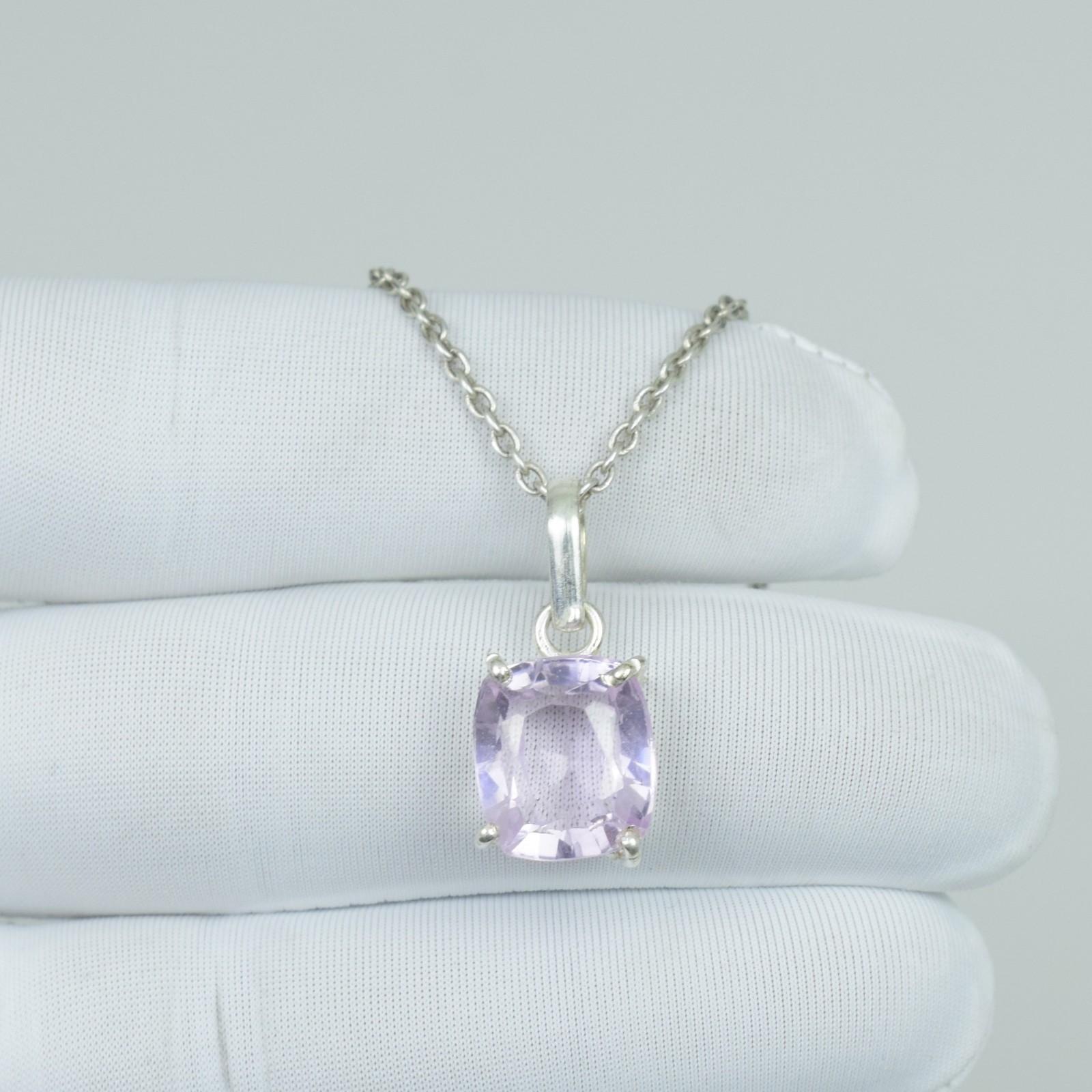 Beauty Pink Kunzite Pendant, 18Ct Vintage Jewelry, 925 Sterling Silver Necklace,