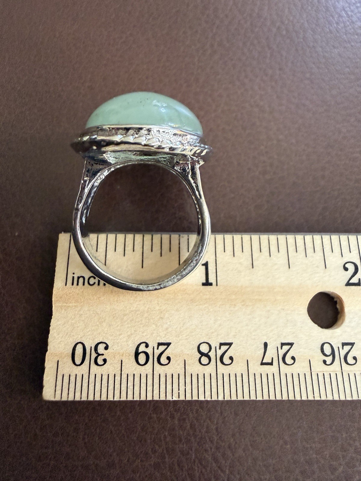 Crystal Cocktail Ring Green Aventurine Semi Precious Gemstone Open Back Bezel
