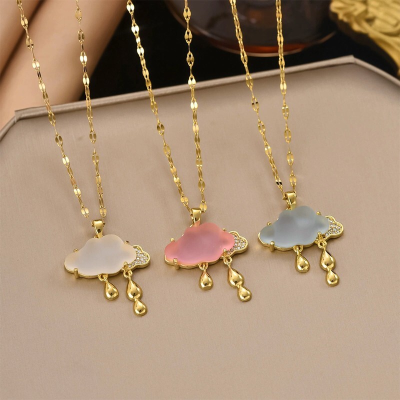 Cloud water drop necklace, ladies’ pendant, tear drop necklace, birthday gift