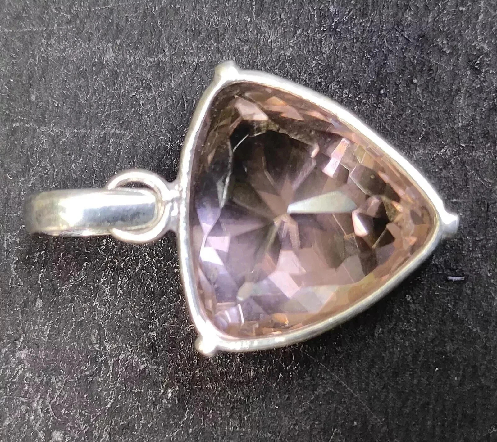 AA+ Natural Pink Zircon Pendant Solid Silver 71.40 Ct Trillion Cut Gemstone