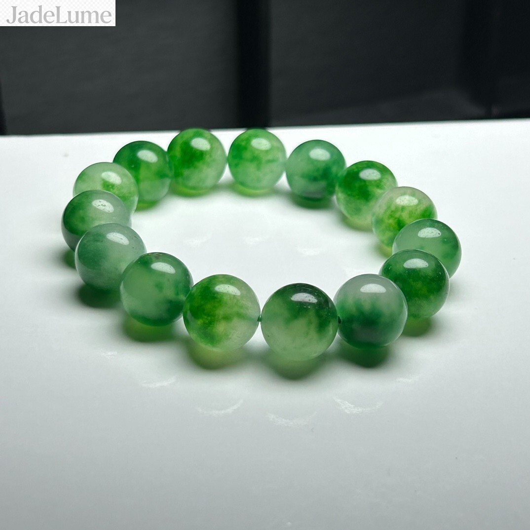 Real Natural Ice Green Burmese Beads Jade jadeite Bracelets Bangle 14MM