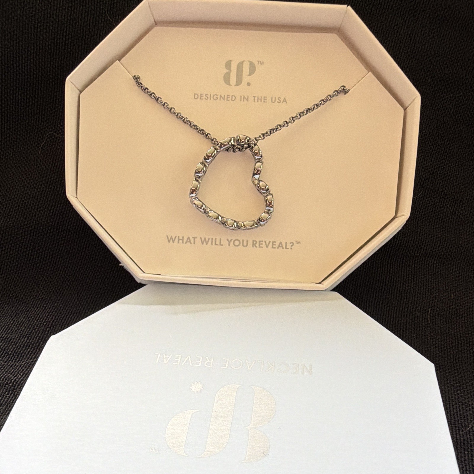 BP Graceful Heart Multicolor CZ Necklace Hematite Plated 18″ NK84861