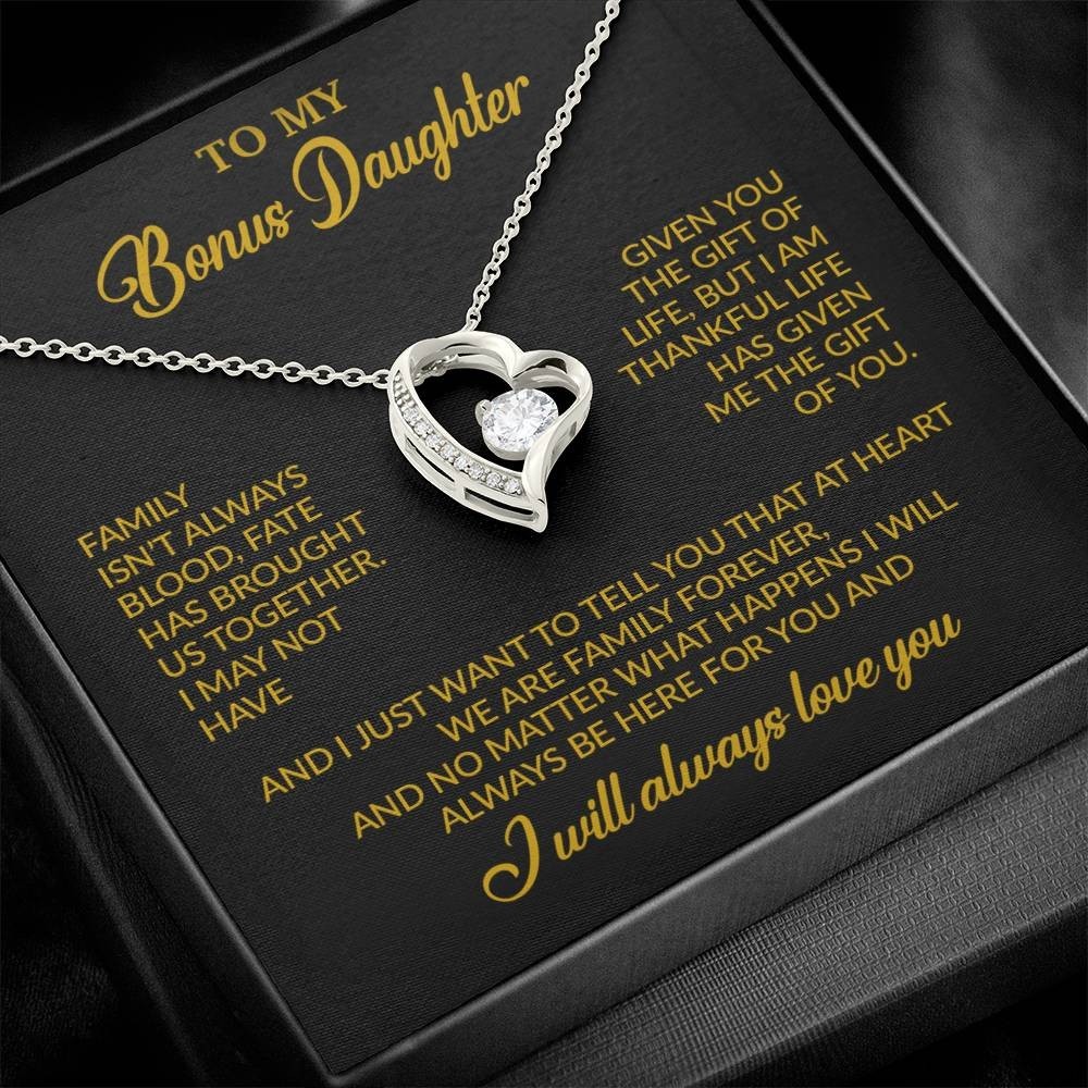 To My Bonus Daughter Necklace, Gift for Bonus Daughter, Step Daughter Birthday