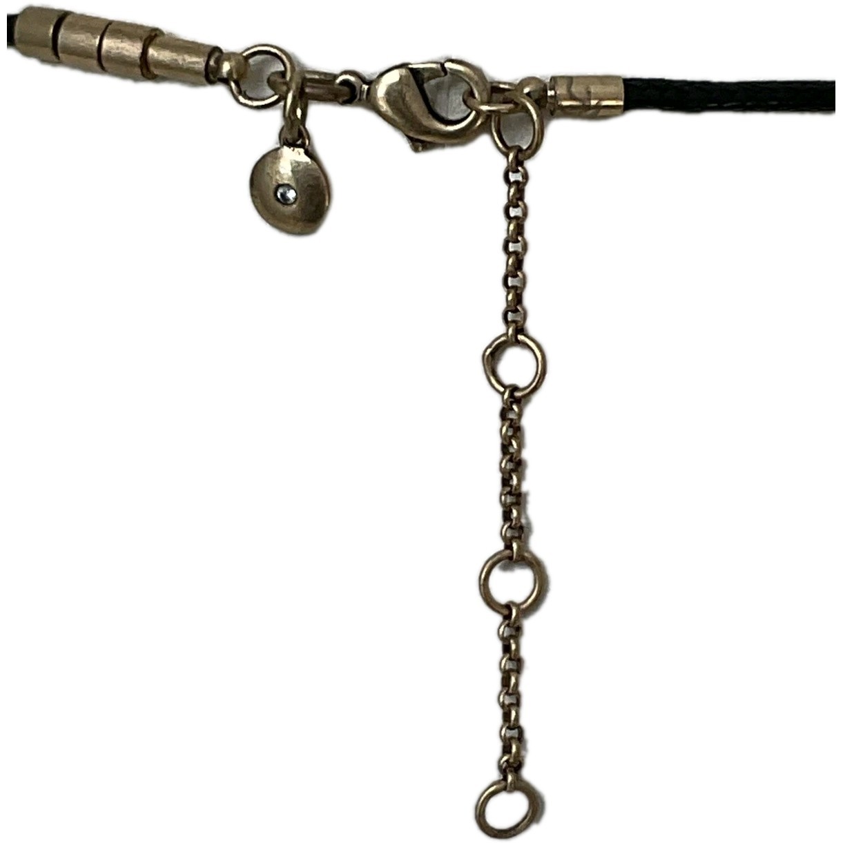 J Crew necklace With Gold Color Discs on black Cord_ Very Good Used Condition