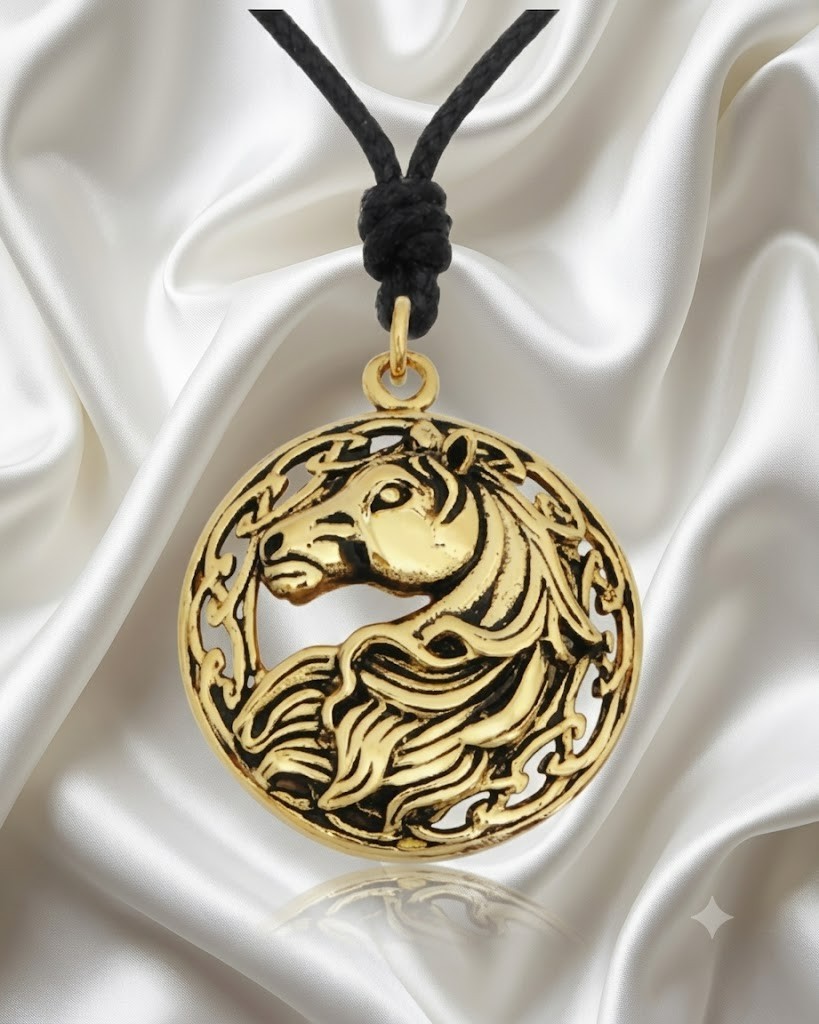 Celtic Horse 92.5 Sterling Silver Gold Brass Charm Necklace Pendant Jewelry