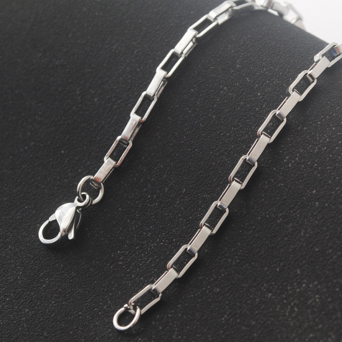 2 or 5 PCS Stainless Steel Rectangle Box Chain Bracelet, Ready to Use for DIY,