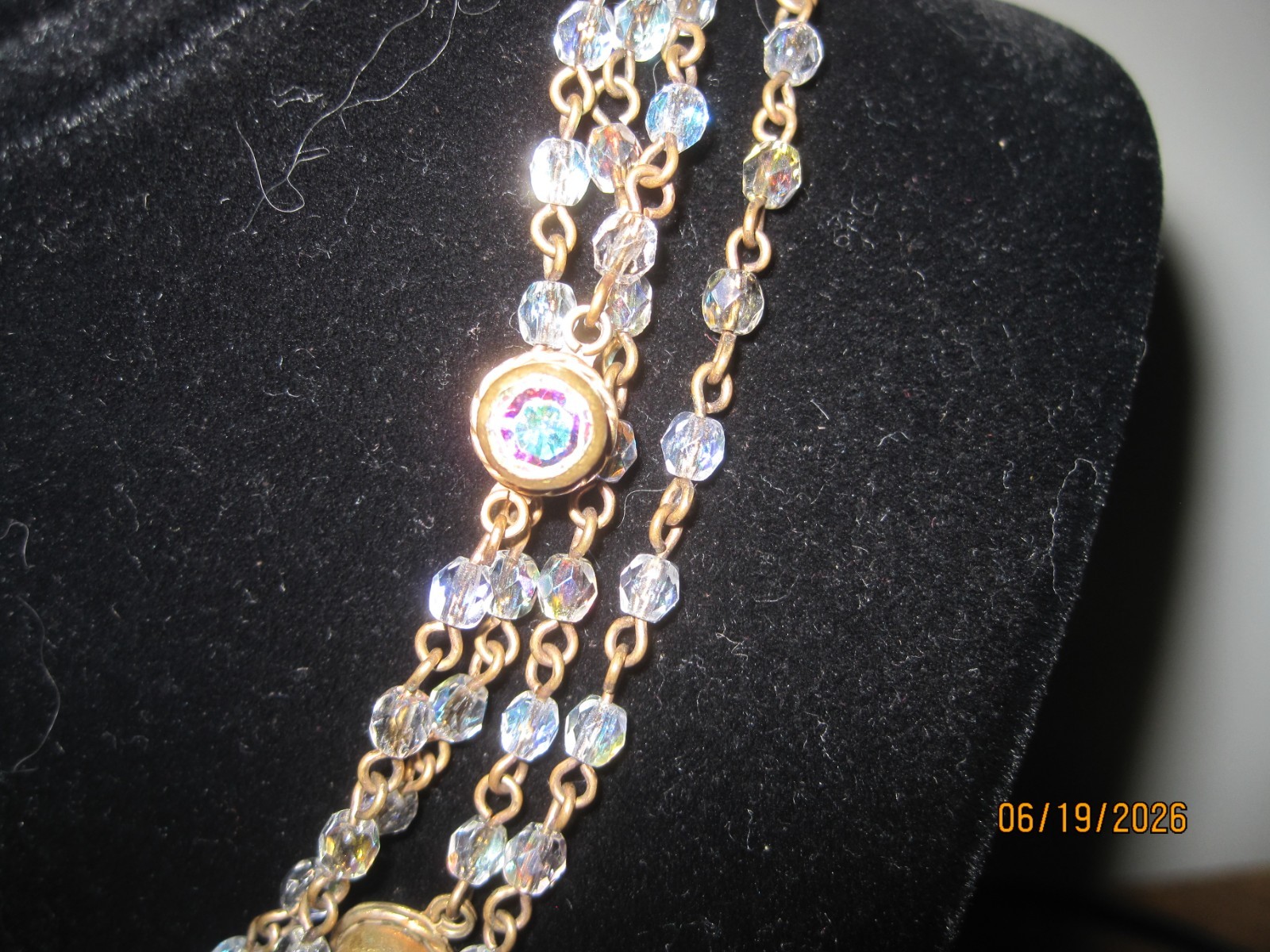 VSA Virgin Saints & Angels San Benito Crystal Necklace Gold Tone Saint Benedict