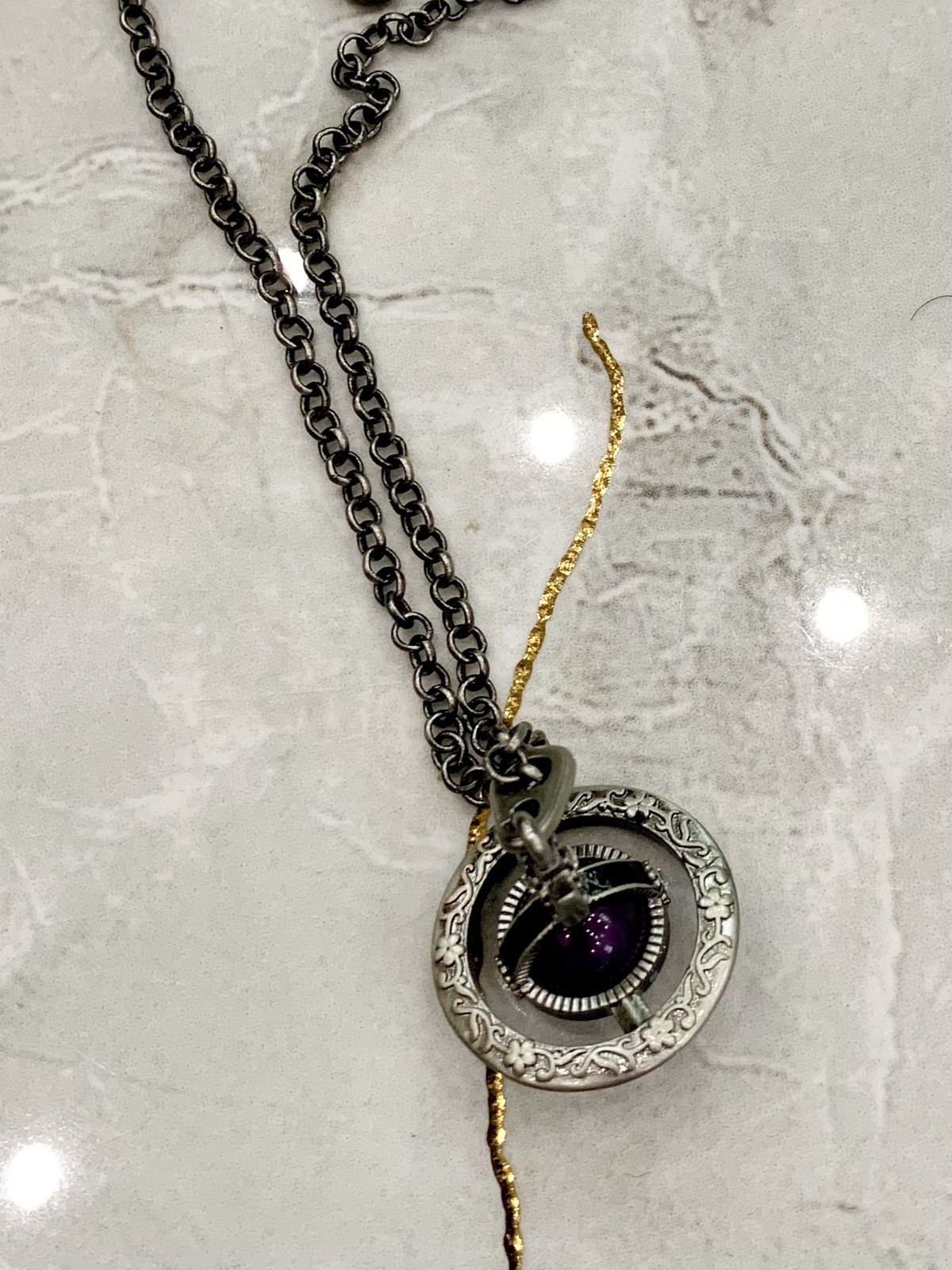 Vivienne Westwood Necklace Ornamental Small Orb Purple Gunmetal