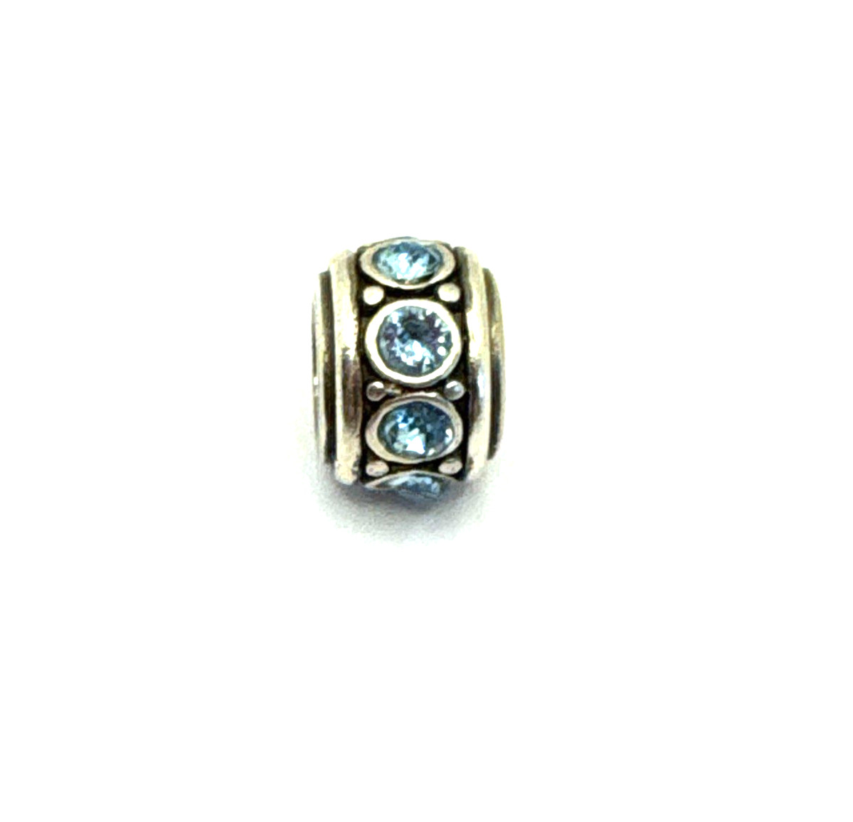 Brighton Glam Light Aqua Blue Row of Crystals Sparkle Silver Spacer Bead