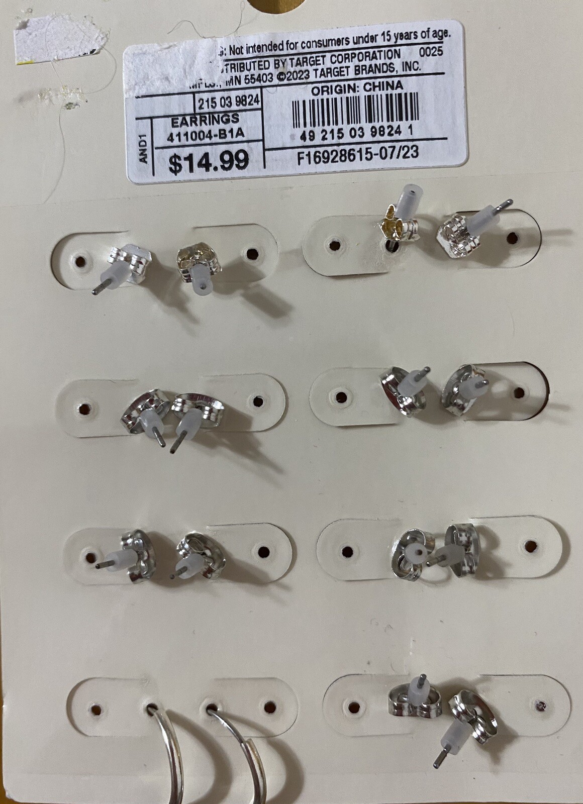 New Women’s A New Day Mini Hoop & Stud Earrings 8 Pair Nickel Free CubicZerconia