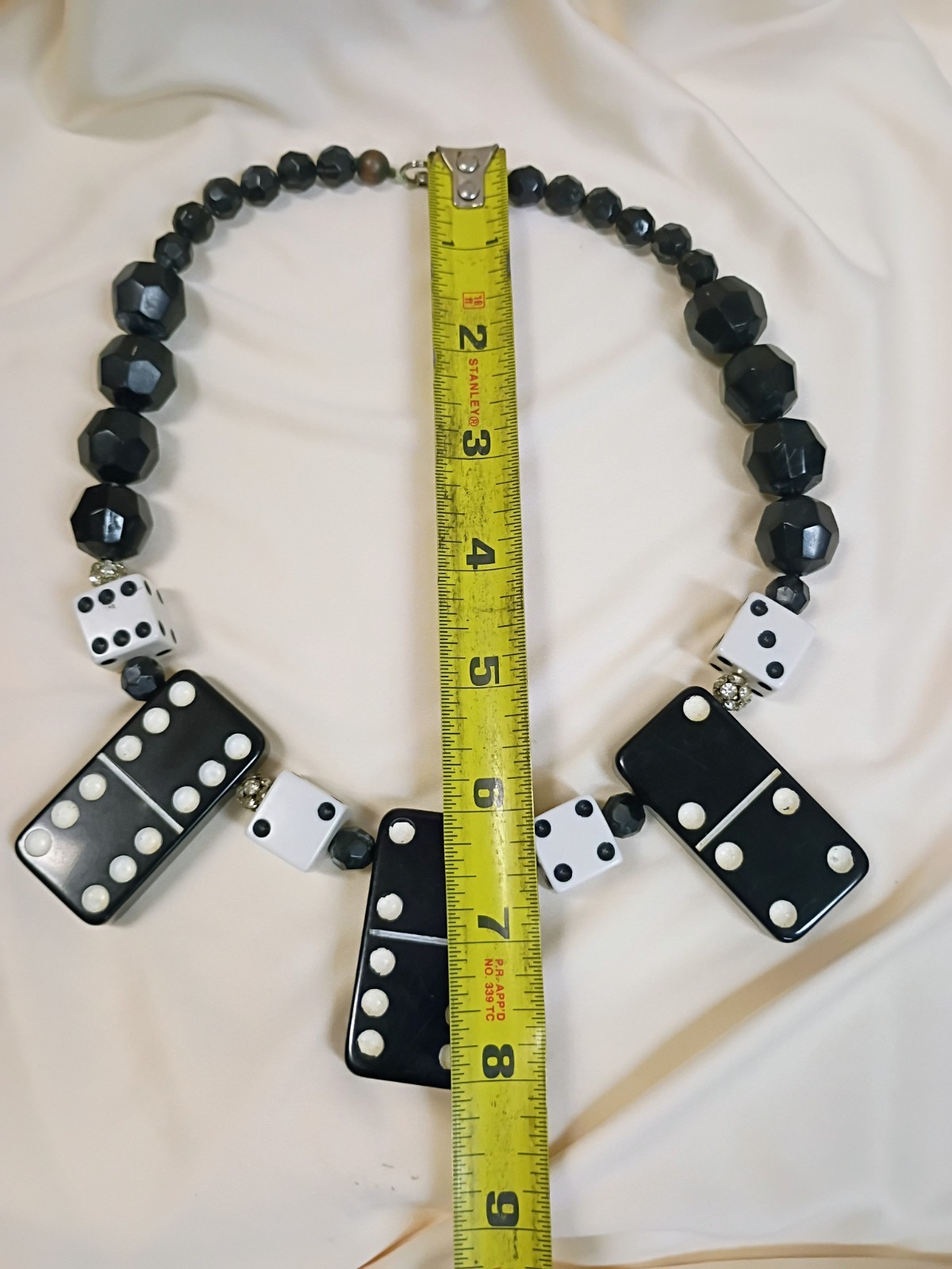 Domino & Dice Casino Necklace Acrylic Beads Hook Closure Vegas