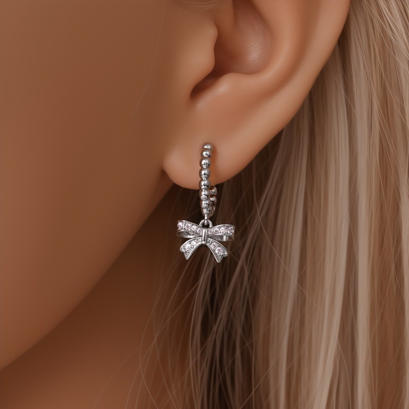 PANDACH 925 Sterling Silver Bow Dangle Earrings For Women Girls Jewelry Gifts
