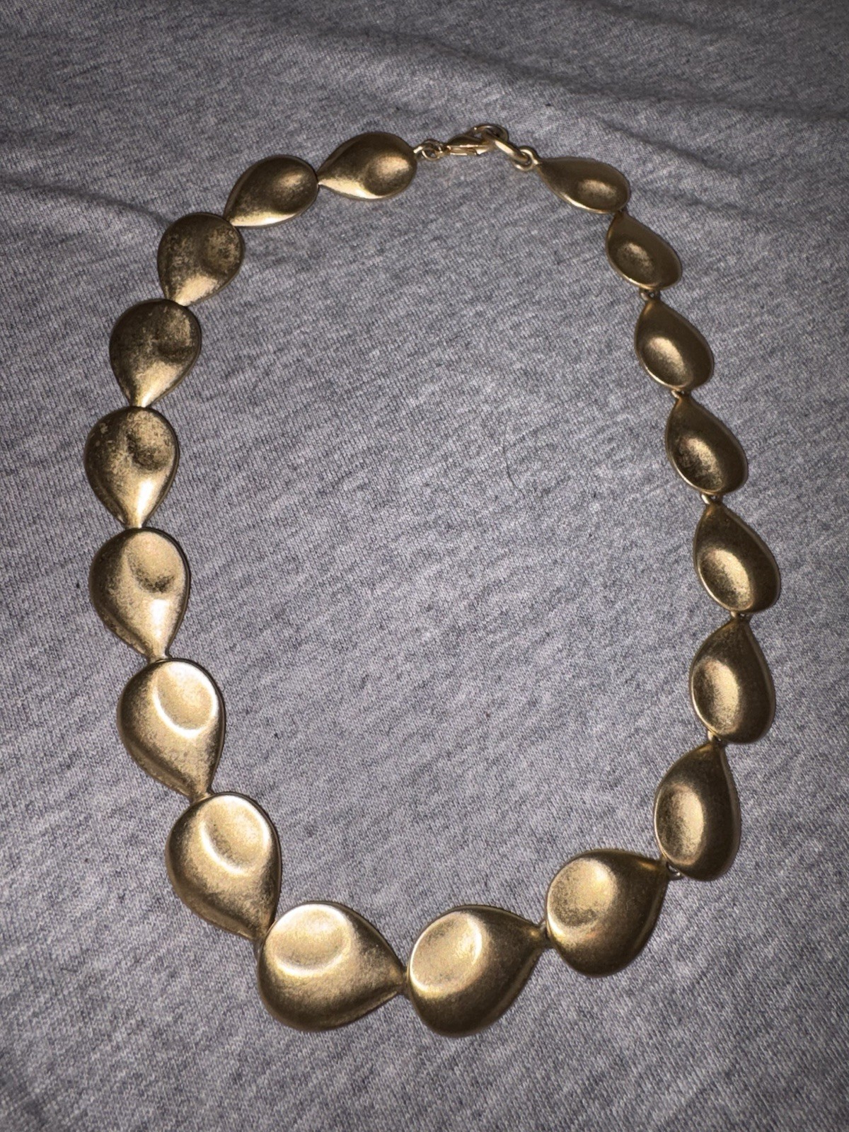 Vintage Erwin Pearl Brushed Gold Leaf Collar Choker Necklace Signed 1980s