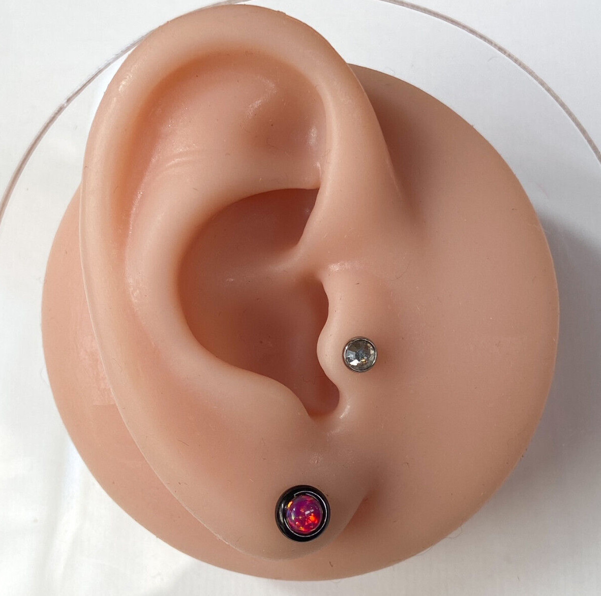 PAIR Bezel Set Opal 316L Surgical Steel Earrings – choose from 18 color combos!