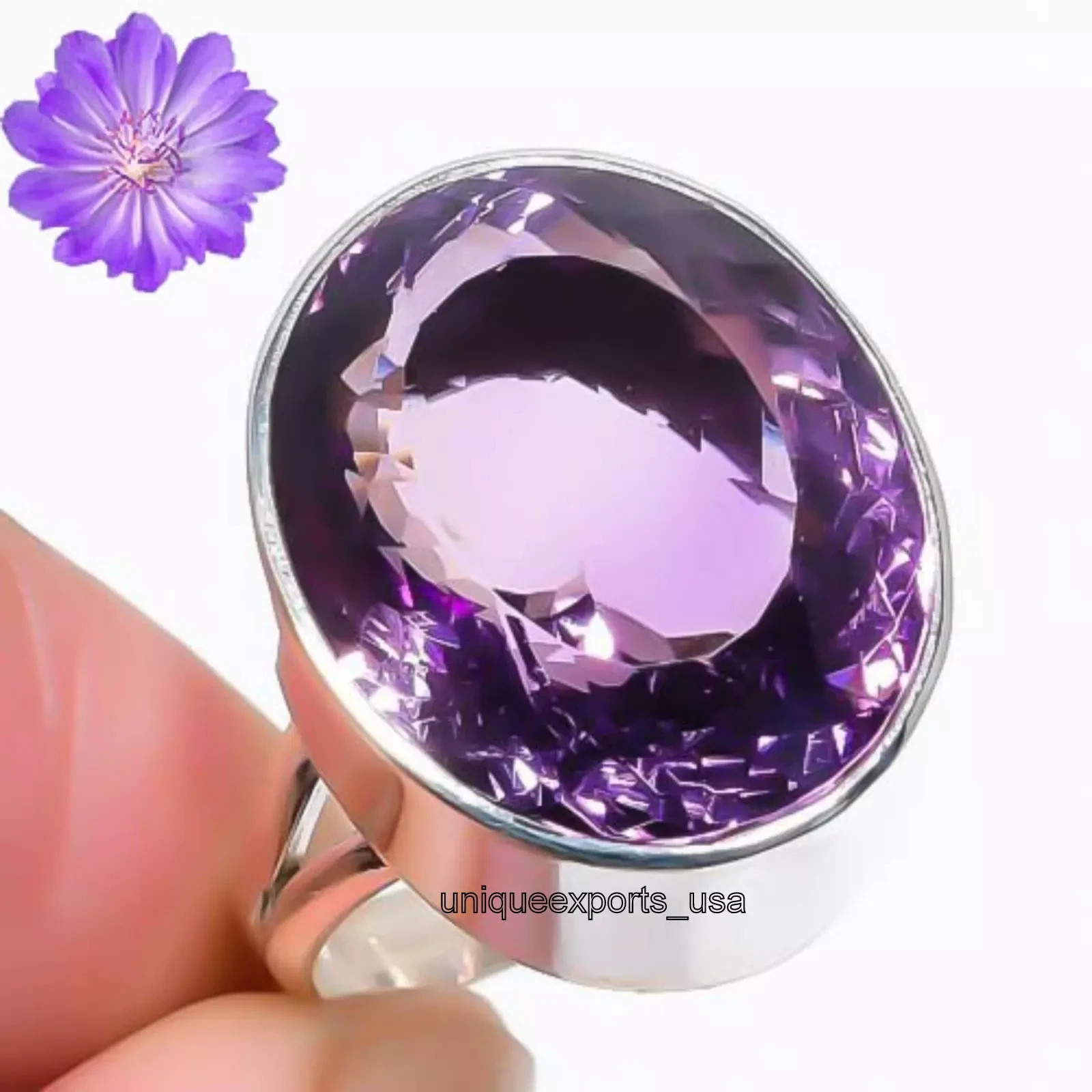 Amethyst Gemstone 925 Sterling Silver Ring Handmade Jewelry Ring For Gift