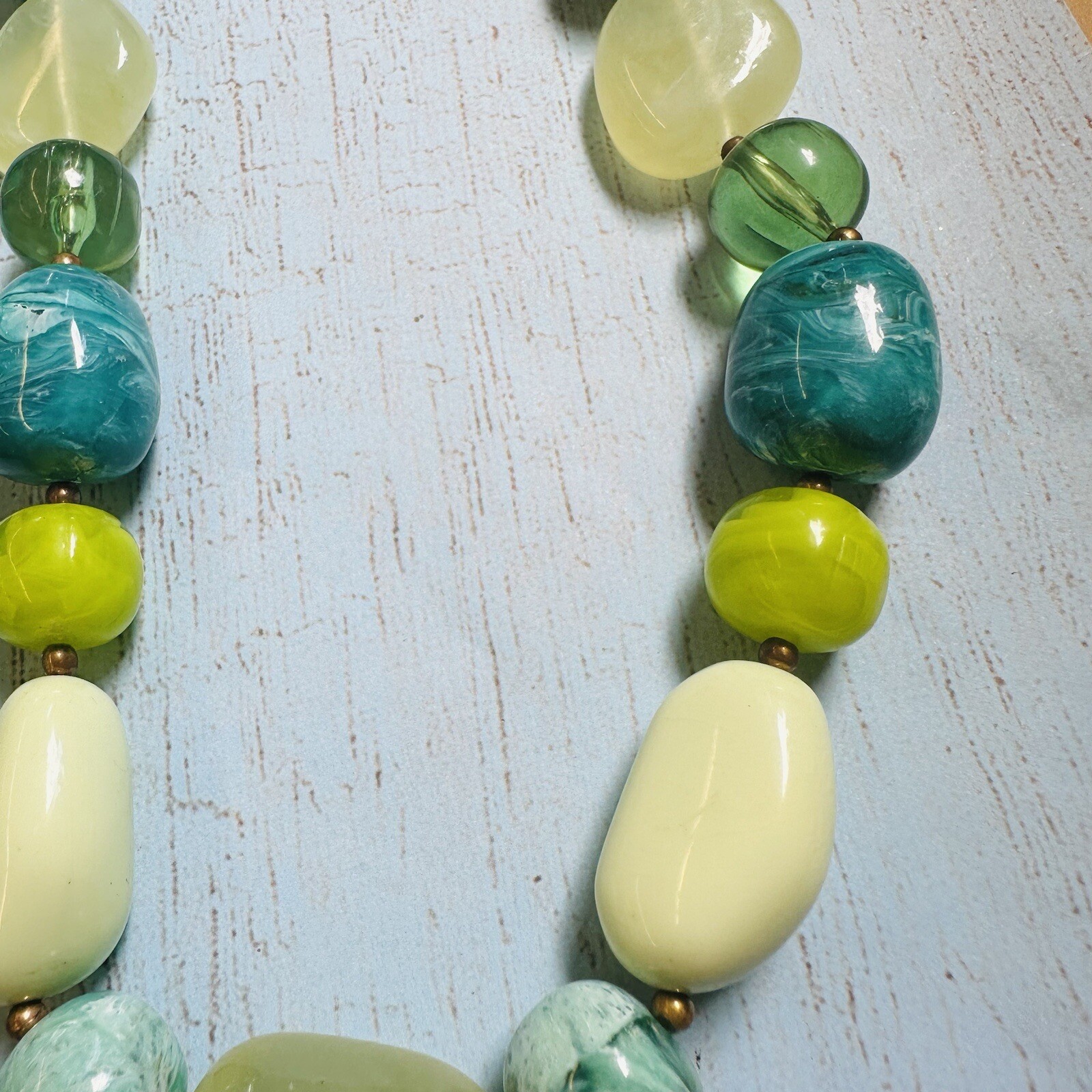 Green Beaded Necklace Lot Bundle Details In Description