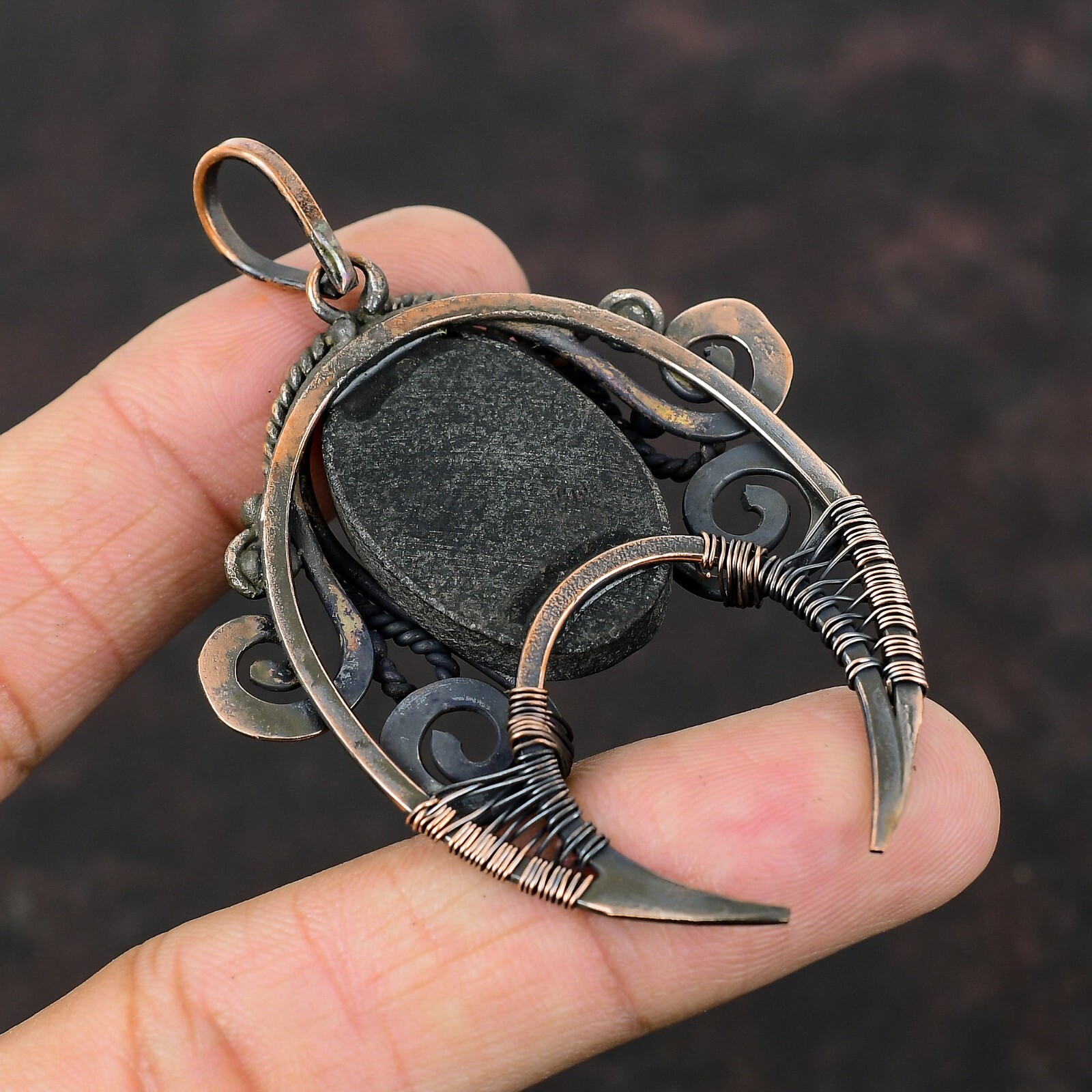Abalone Shell Gemstone Jewelry Copper Gift For Mum Wire Wrapped Pendant 2.87″