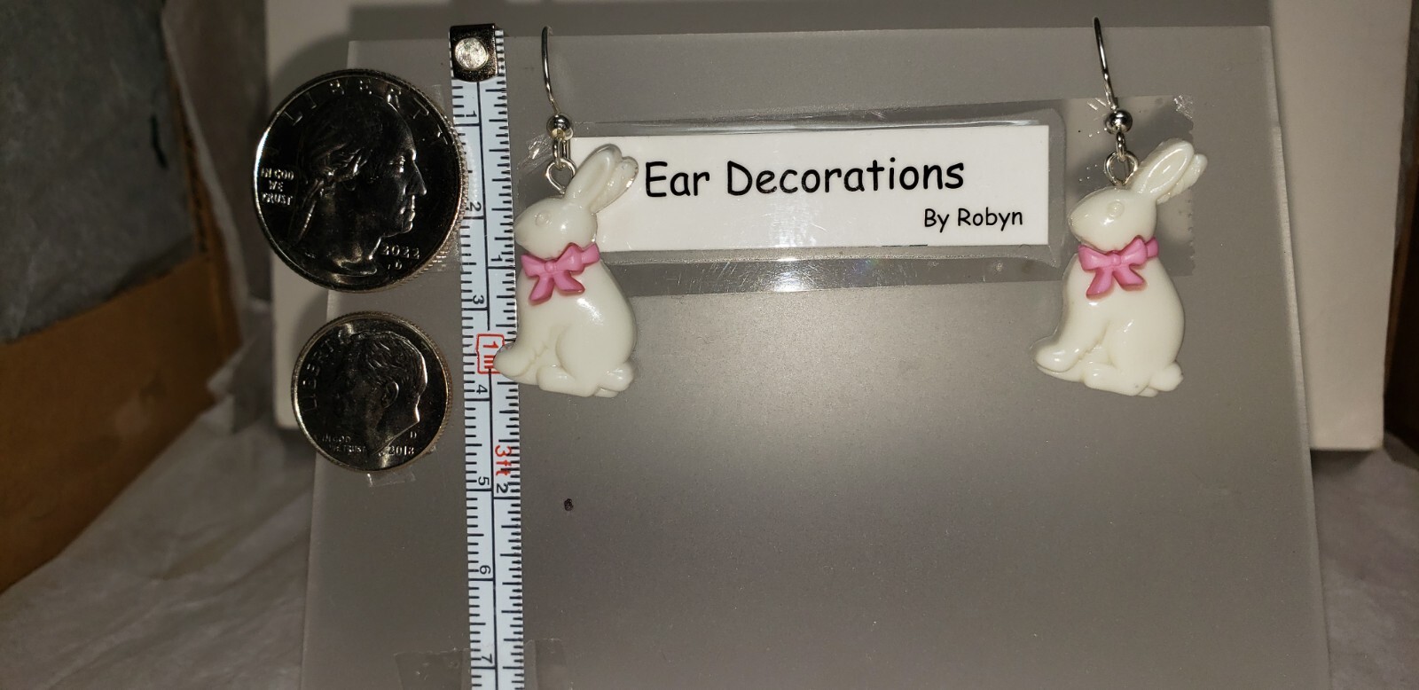 Easter Bunnies Earrings Chocolate, Cream or White Silver hooks Ear Decorations