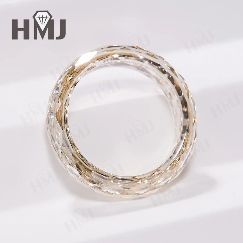 All Lab Grown Ruby Moissanite Ring Plain Band Ring White/Green/Blue Jewelry Gift