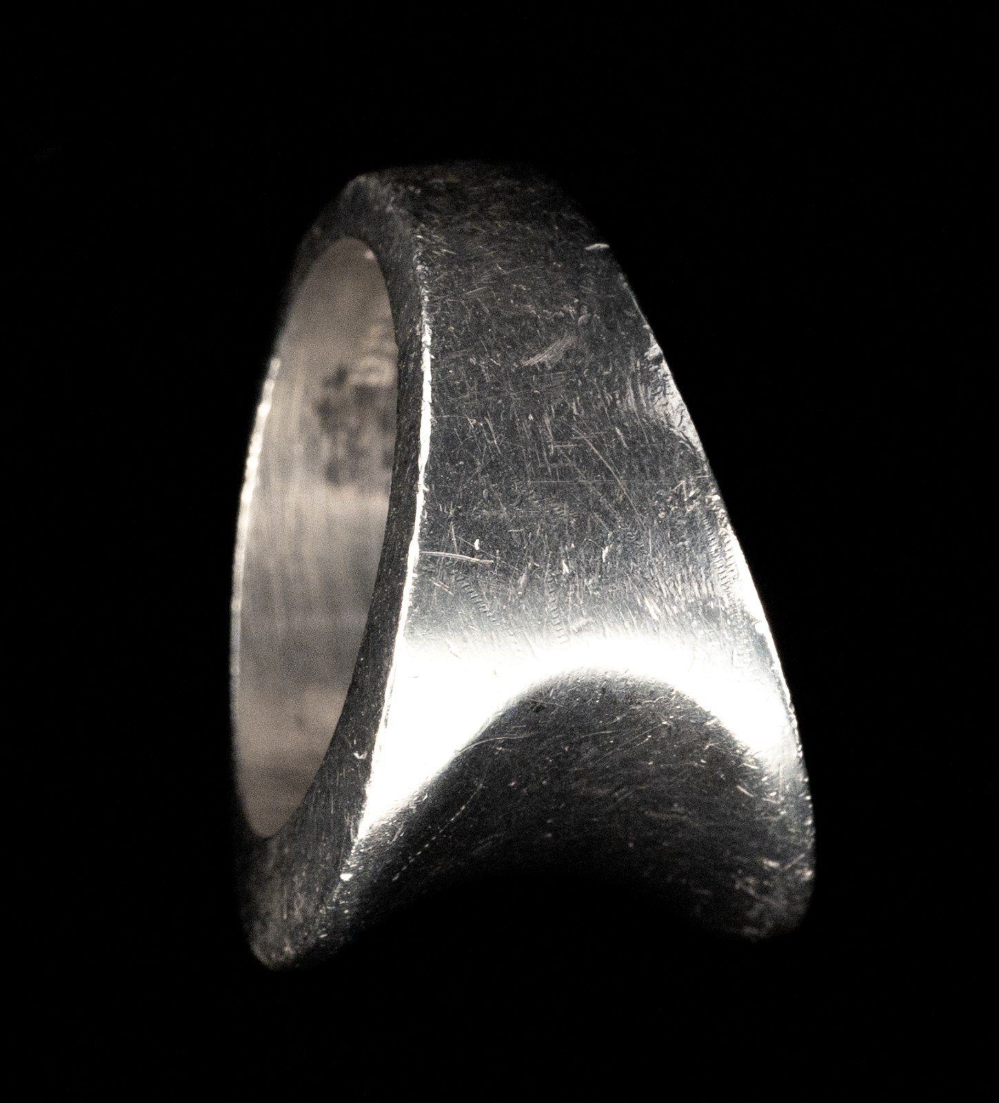 Chunky Concave 12g Sterling Silver Ring US Sz 5 23mm Mexico? USED Visible Wear