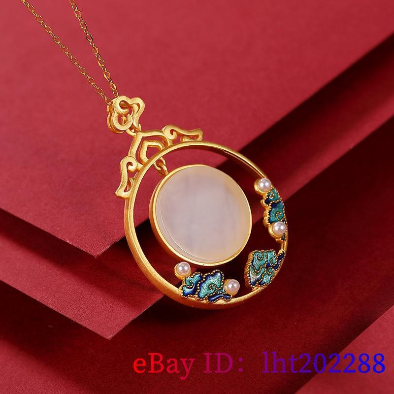 White Jade Cloud Pendant 925 Silver Jewelry Natural Necklace Gemstones