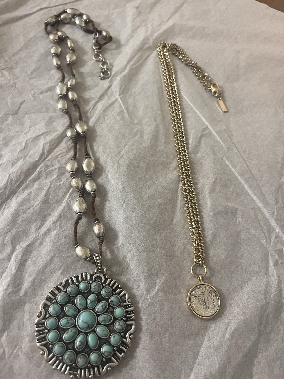 Lucky Brand Faux Turqoise Necklace And White House Black Market RARE Pieces