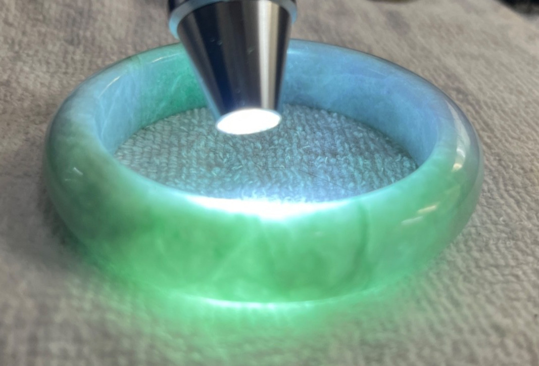 Natural Grade A Burmese Jadeite Bangle 52.7mm Lavender & Green – Unique Piece