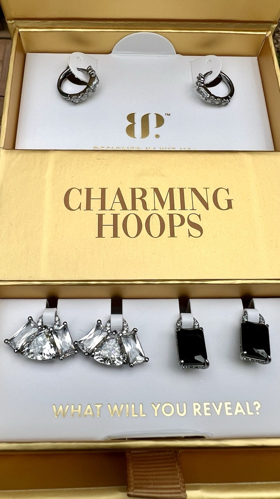 Ring Bomb Party Charming Hoops A Fairytale Hoop Black Onyx Diamond CZ Hematite