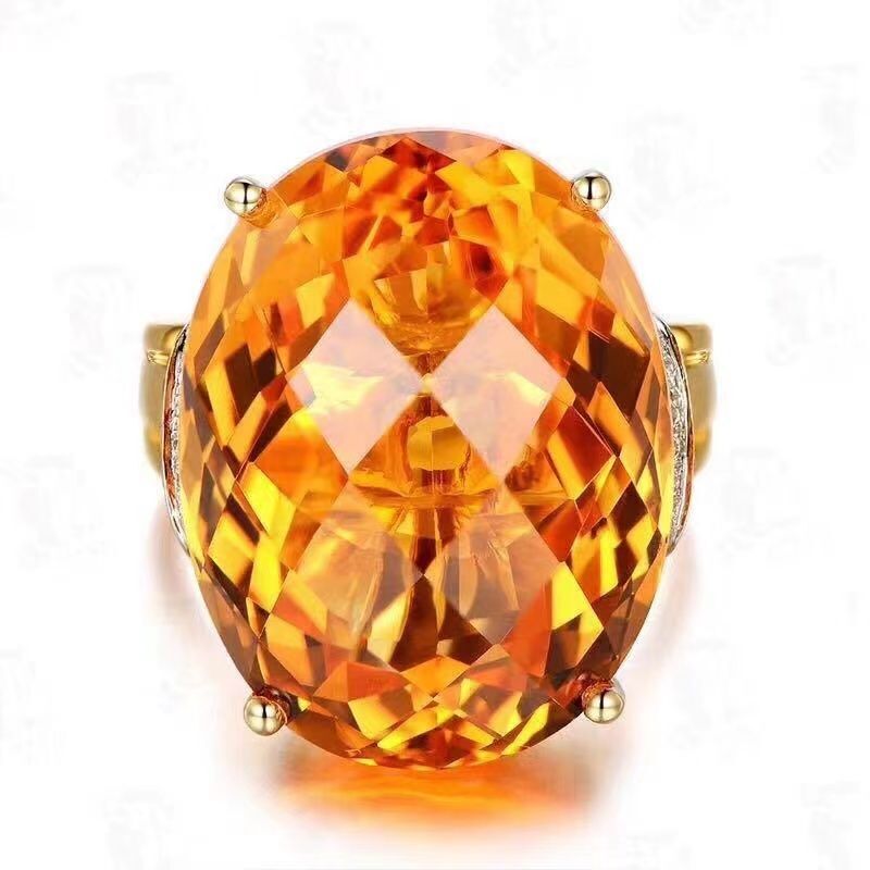 New Citrine Ring Lucky Transshipment Zircon Ring