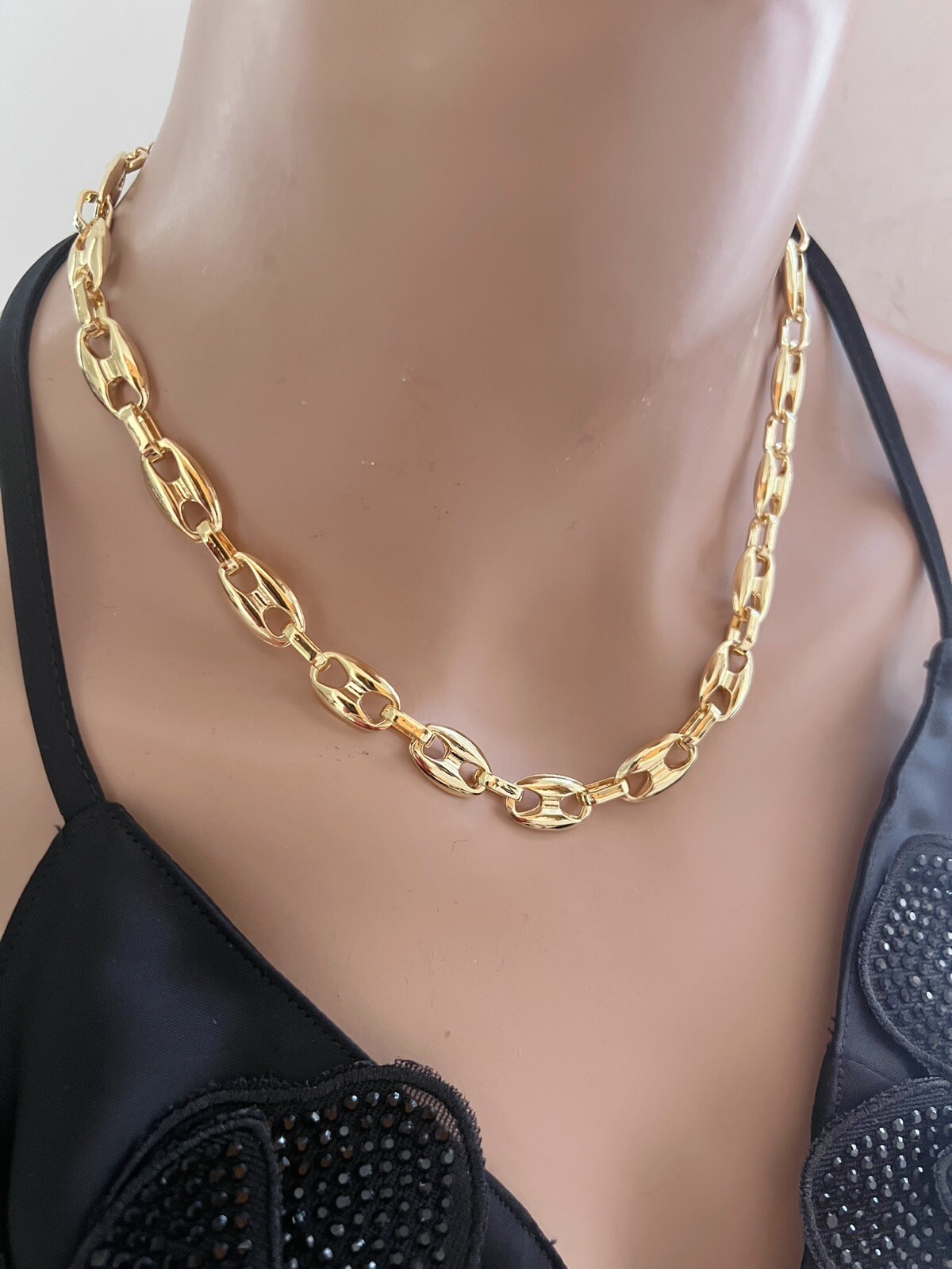 Gold Mariner Chain Necklace Unisex Anchor Mariner Necklace Sailor Chain Necklace