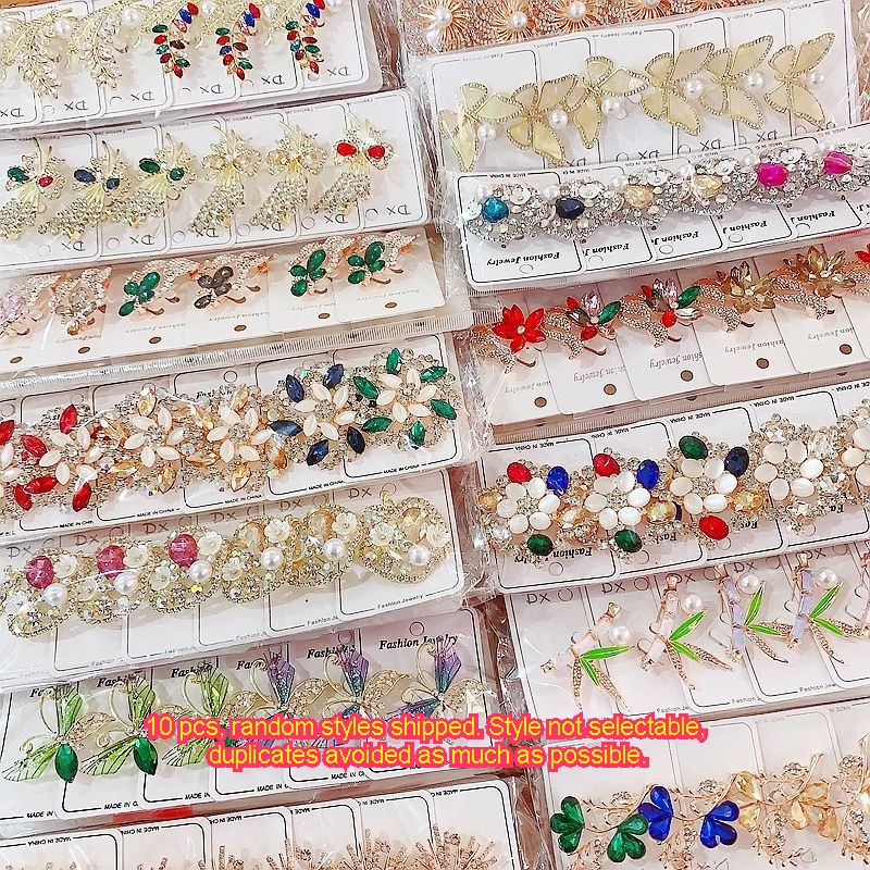 10Pcs Luxury Rhinestone Brooch Pin Set For Women Wedding Crystal Scarf Pins Lot