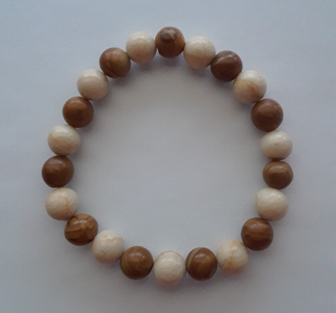 NEW 8MM FOSSIL JASPER & TIGER JASPER BEADED BRACELET, BUY ANY 2 GET 3RD FREE