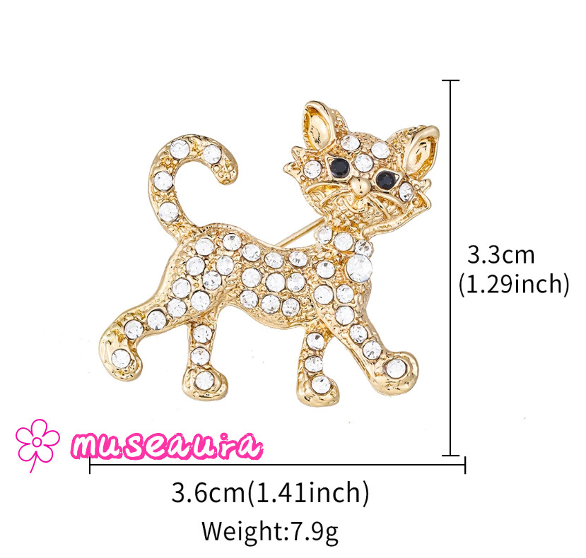 2Pcs Cute Cartoon Cat Alloy Rhinestone Pin Vintage Style Statement