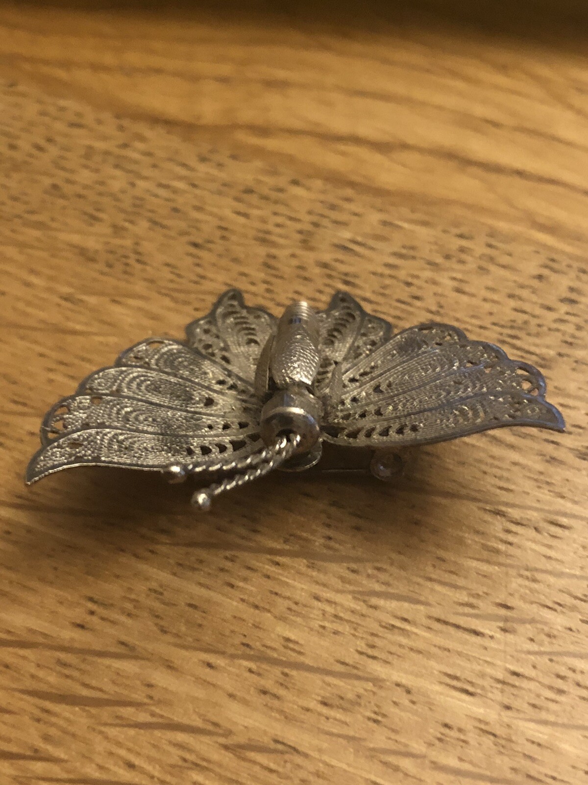 Old Vintage Silver (no Stamp) Butterfly C Clasp Art Deco Brooch Lapel Pin Gdb2