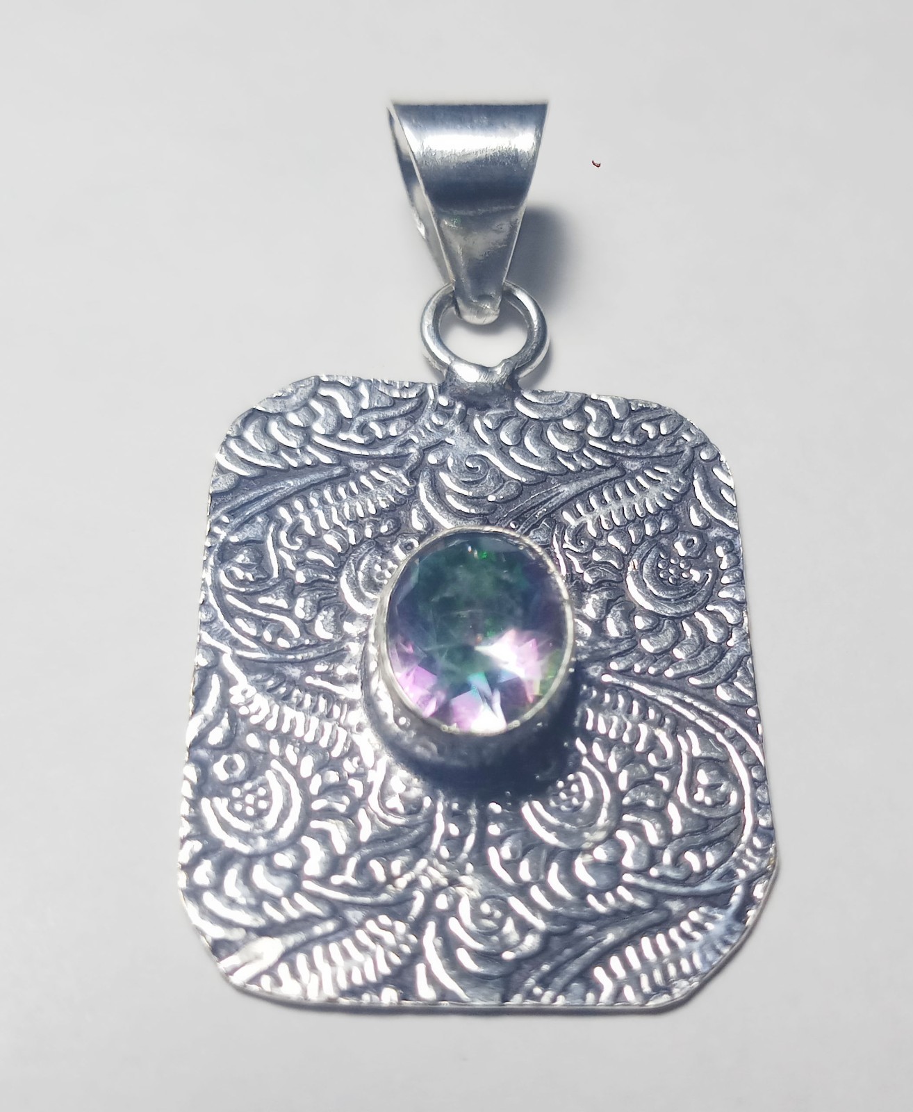 Mystic Topaz Oval Shape Handmade Gemstone Pendant Jewelry Size 1.5 Inches