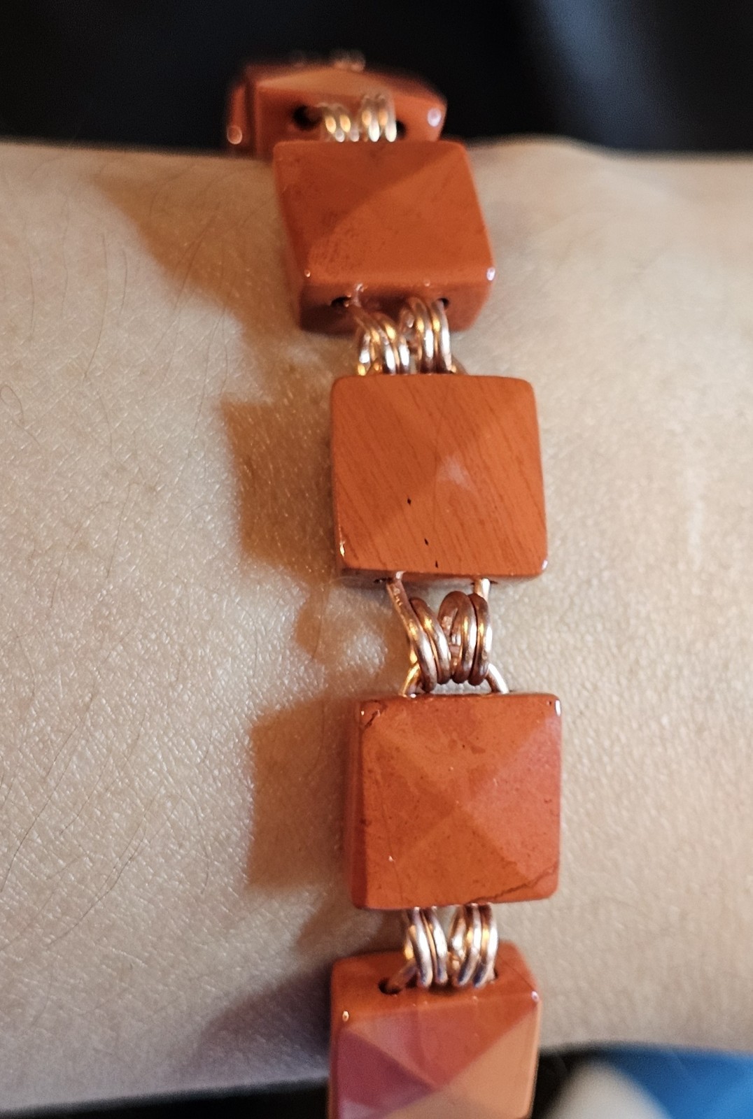 South Red Agate Made With Copper Wire 11mm Bracelet