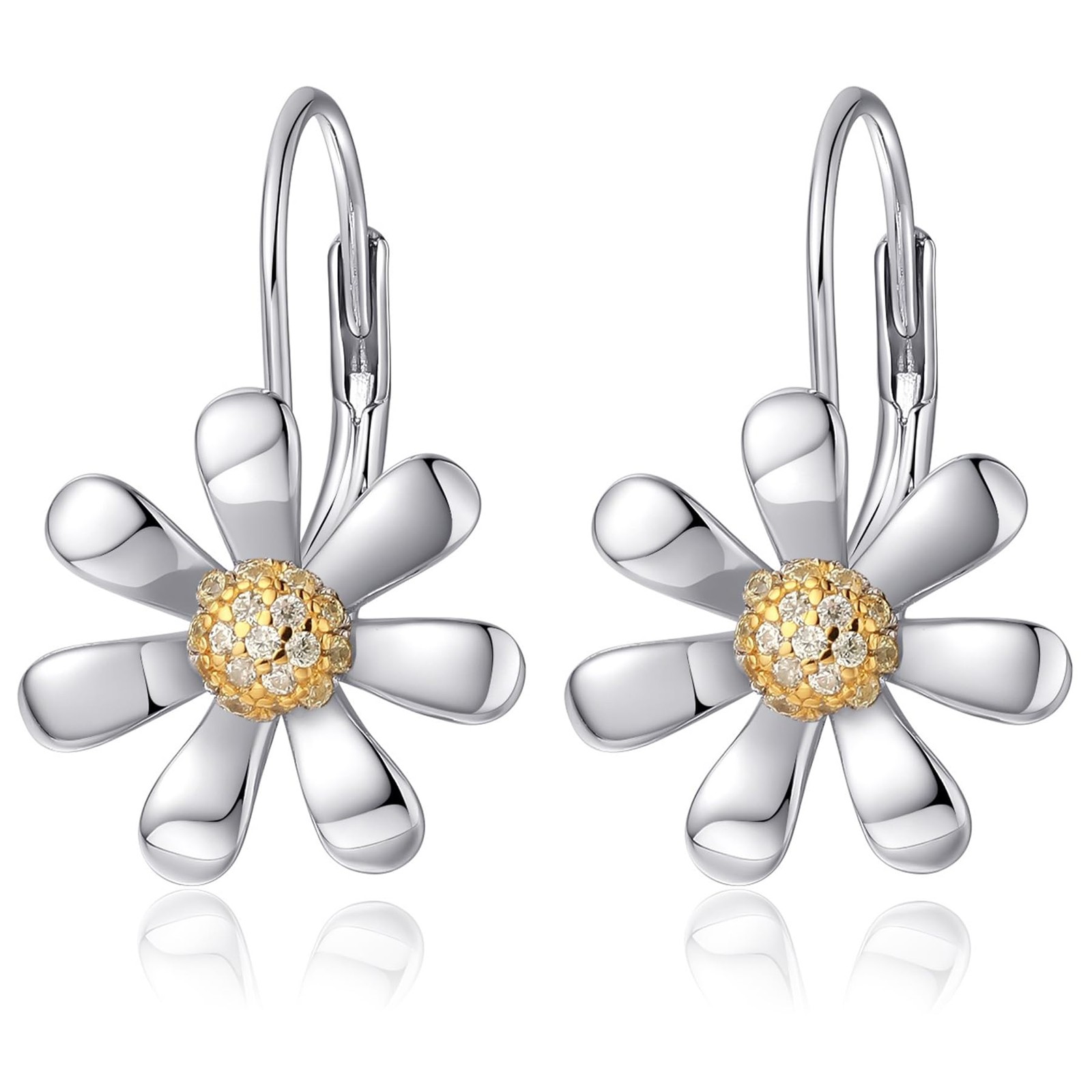 Daisy Earrings 925 Sterling Silver Leverback Drop Dangle Earrings for Women 1…