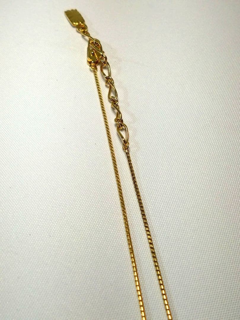 Yves Saint Laurent Necklace Crystal Rhinestone Gold Logo Plate Length: 17.3 in.