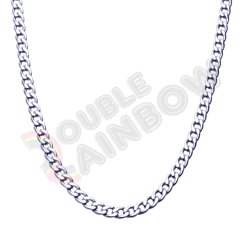 Men’s Women’s Stainless Steel Necklace Silver Cuban 3-12mm Chain Link C08