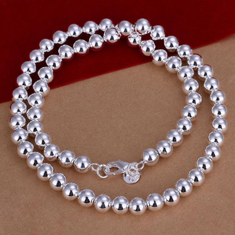 Women’s 925 Sterling Silver 10mm Hollow Balls Beads 20″ Chain Necklace