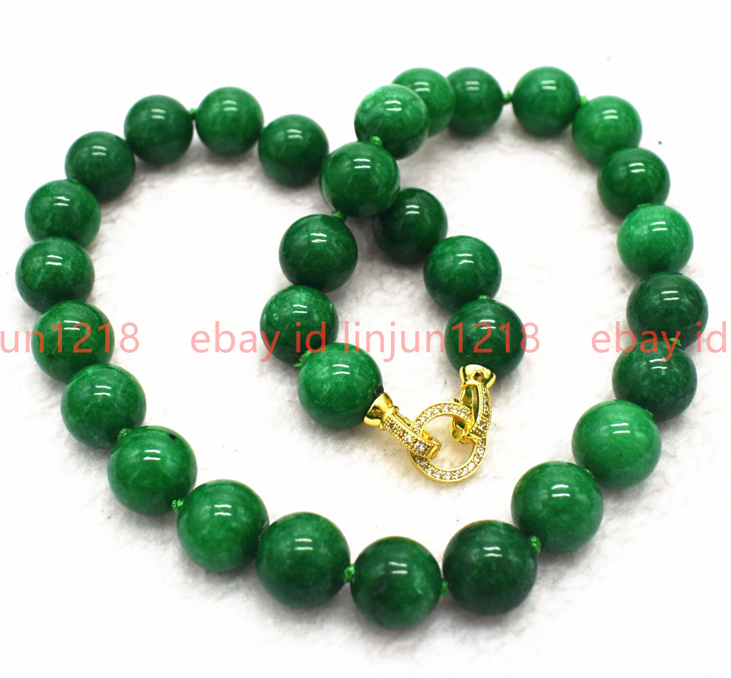 Beautiful Natural 8mm 10mm 12mm Green Jade Gemstone Round Beads Necklace 18-36″