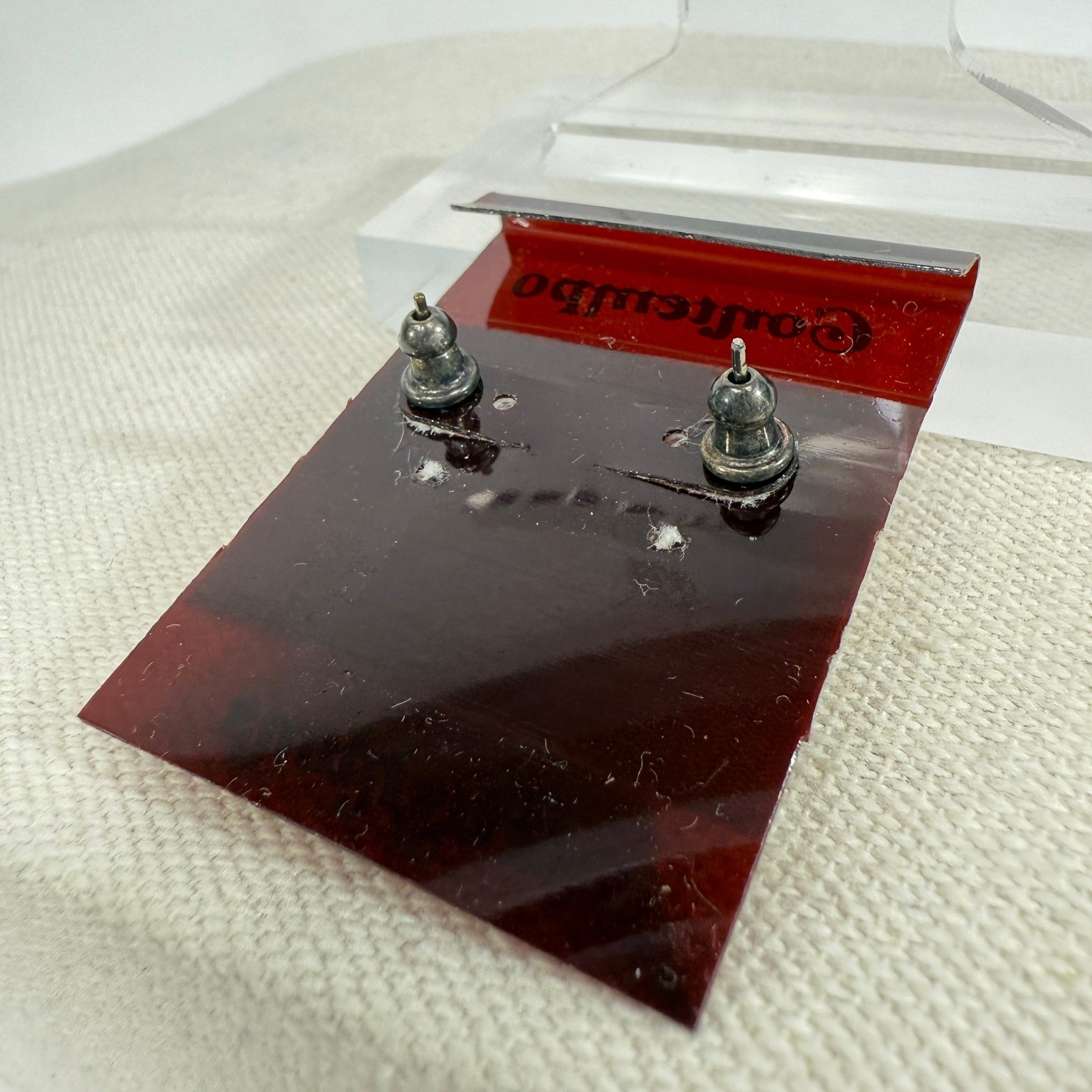 Contempo Fashions Silver Tone Square Earrings Stud Geometric Vintage Jewelry