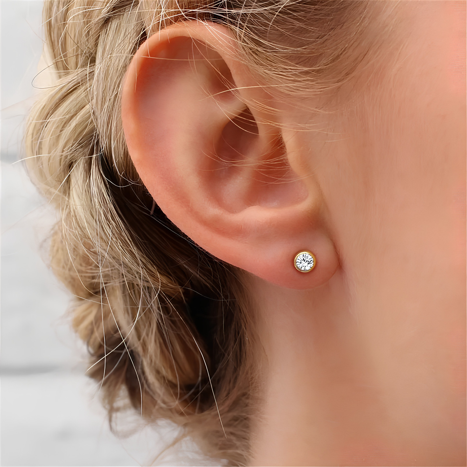 Birthstone Stud Earrings Stainless Steel Push Back CZ Women Girls Gift 12 Month