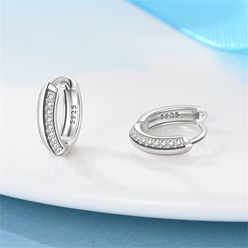 PANDACH 925 Sterling Silver Cubic Zirconia Tiny Hoop Earrings For Women Jewelry