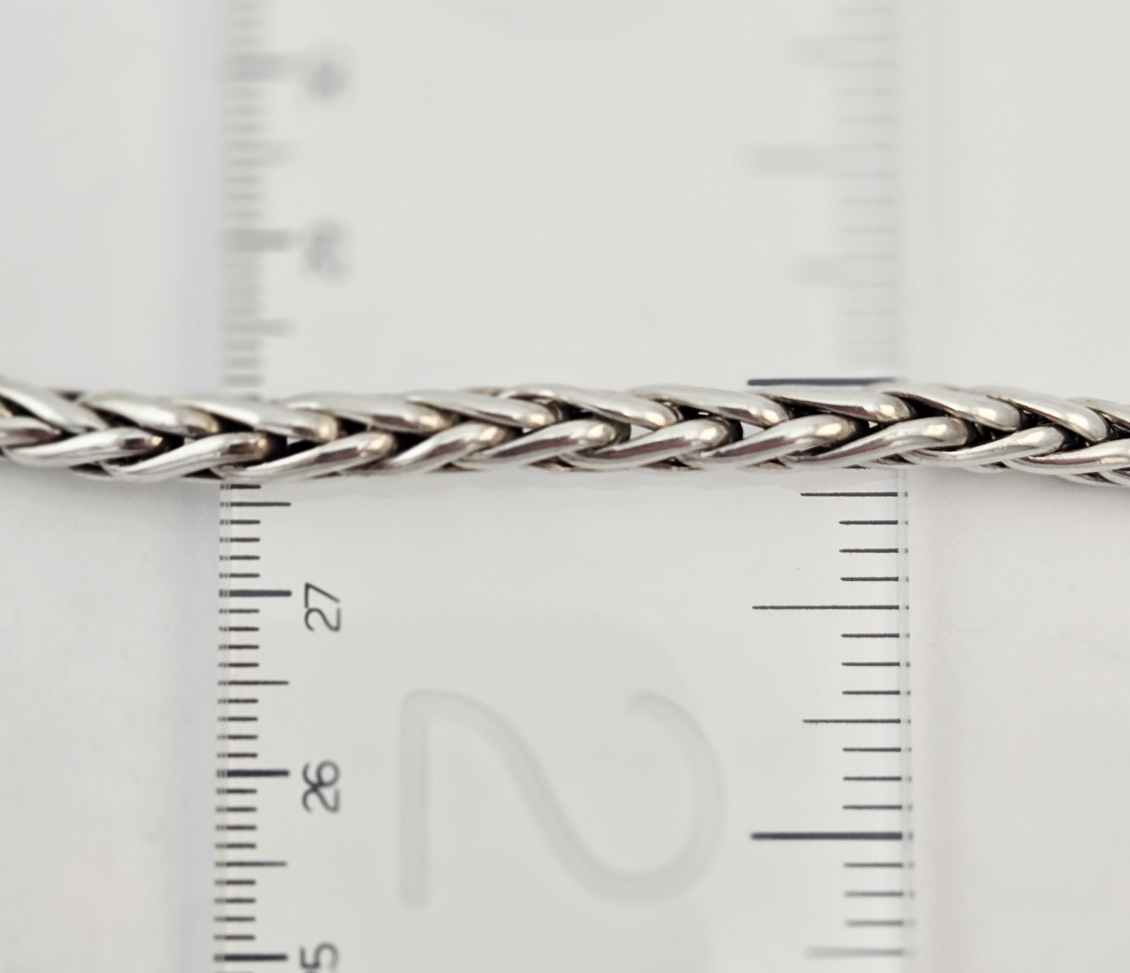Vintage Sterling Silver Wheat Spiga Braided Chain Necklace 21″ 53g Heavy