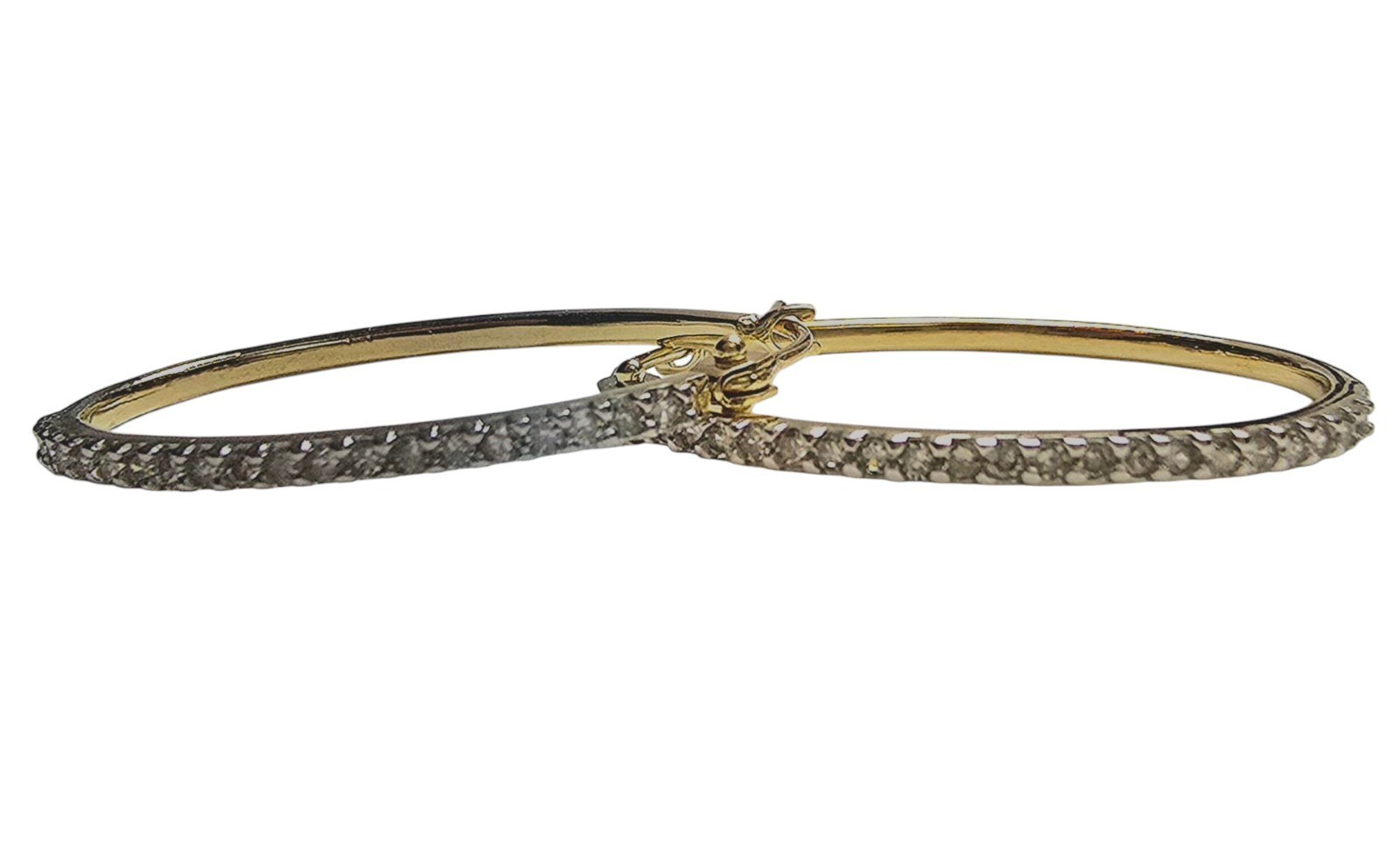 14K Yellow SILVER .20 TCW CREATED Diamond Hoop Earrings 6 Grams