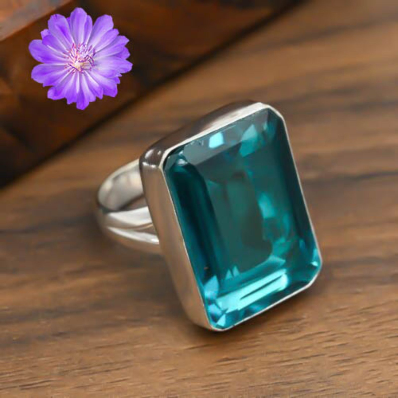 Blue Topaz Gemstone 925 Sterling Silver Ring Handmade Jewelry Ring For Gift