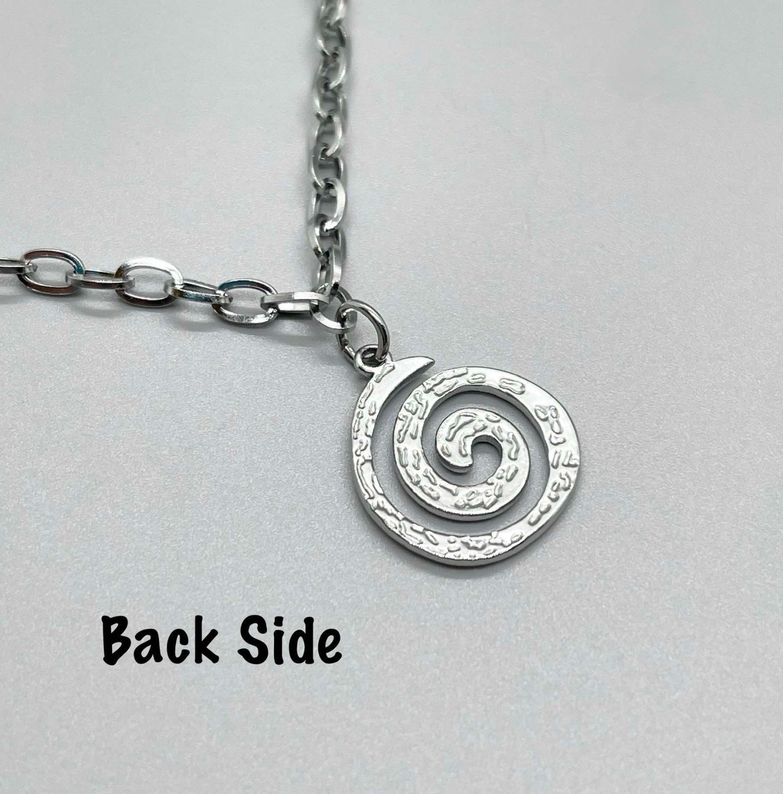 Stainless Steel Spiral Pendant Necklace Vortex Charm No Tarnish Silver Chain New