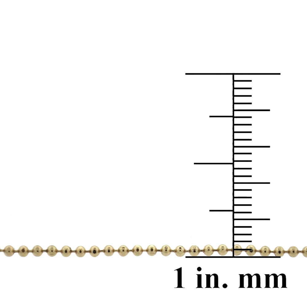 18K Gold Plated 1.2mm Diamond-Cut Bead Chain Necklace, 20″