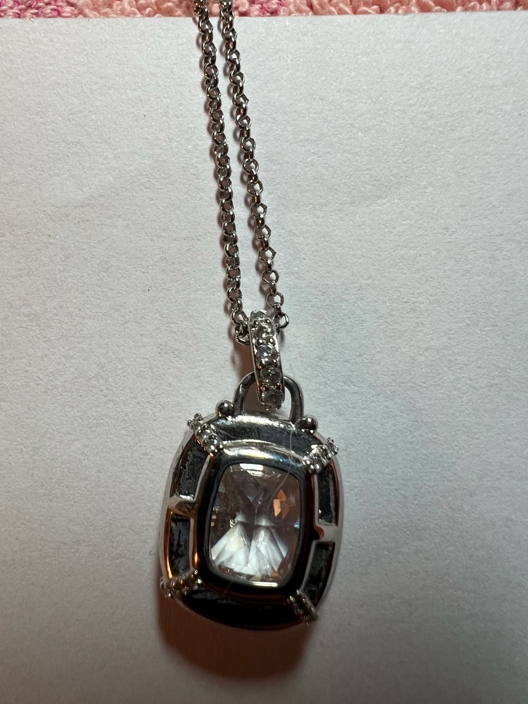 Bomb Party Cleo Collection Cushion Cut Crystal Pendant Necklace